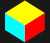 An ICON with cube painted yellow on top rendered by WebGL.